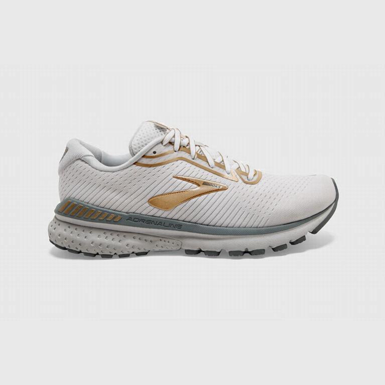 Brooks Adrenaline Gts 20 Womens Road Running Shoes Ireland White/Gold/Grey (TREC-31759)